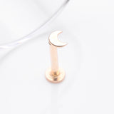 Detail View 1 of 14 Karat Gold OneFit Threadless Flat Crescent Moon Top Flat Back Stud Labret