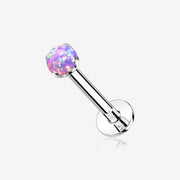 14 Karat White Gold OneFit Threadless Prong Set Fire Opal Top Flat Back Stud Labret