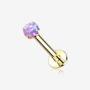 14 Karat Gold OneFit Threadless Prong Set Fire Opal Top Flat Back Stud Labret