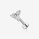 14 Karat White Gold OneFit Threadless Trinity Sparkle Flat Back Stud Labret