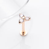 Detail View 1 of 14 Karat Gold OneFit Threadless Trinity Sparkle Flat Back Stud Labret-Clear Gem