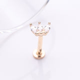 Detail View 1 of 14 Karat Gold OneFit Threadless Triple Marquise Sparkle Flower Flat Back Stud Labret-Clear Gem