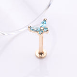 Detail View 1 of 14 Karat Gold OneFit Threadless Dainty Butterfly Sparkle Flat Back Stud Labret-Aqua