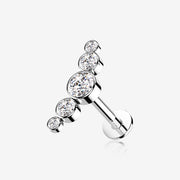 14 Karat White Gold OneFit Threadless Journey Bubble Sparkle Flat Back Stud Labret