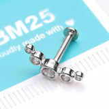 Detail View 2 of 14 Karat White Gold OneFit Threadless Journey Bubble Sparkle Flat Back Stud Labret-Clear Gem