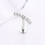 Detail View 1 of 14 Karat White Gold OneFit Threadless Brilliant Sparkle Gems Journey Curve Flat Back Stud Labret-Clear Gem