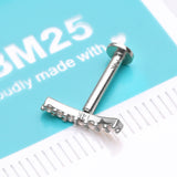 Detail View 2 of 14 Karat White Gold OneFit Threadless Brilliant Sparkle Gems Journey Curve Flat Back Stud Labret-Clear Gem