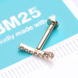 Detail View 2 of 14 Karat Gold OneFit Threadless Brilliant Sparkle Gems Journey Curve Flat Back Stud Labret-Clear Gem