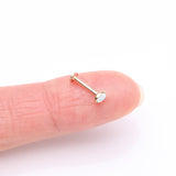 Detail View 2 of 14 Karat Gold OneFit Threadless Teardrop Fire Opal Sparkle Flat Back Stud Labret-White Opal