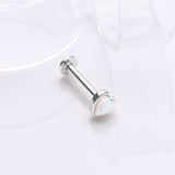 Detail View 1 of 14 Karat White Gold OneFit Threadless Heart Fire Opal Sparkle Flat Back Stud Labret-White Opal