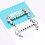 Detail View 3 of A Pair of 14 Karat White Gold OneFit Threadless Sparkle Ray Multi-Gem Nipple Barbell-Clear Gem