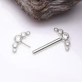 Detail View 2 of A Pair of 14 Karat White Gold OneFit Threadless Sparkle Ray Multi-Gem Nipple Barbell-Clear Gem