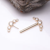 Detail View 2 of A Pair of 14 Karat Gold OneFit Threadless Sparkle Ray Multi-Gem Nipple Barbell-Clear Gem