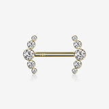 A Pair of 14 Karat Gold OneFit Threadless Sparkle Ray Multi-Gem Nipple Barbell