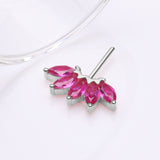 Detail View 1 of 14 Karat White Gold OneFit Threadless Brilliant Marquise Sparkle Flower Front Facing Part-Red