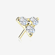 14 Karat Gold OneFit Threadless Trinity Sparkle Triangle Top Part