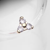 Detail View 1 of 14 Karat Gold OneFit Threadless Trinity Sparkle Triangle Top Part-Clear Gem
