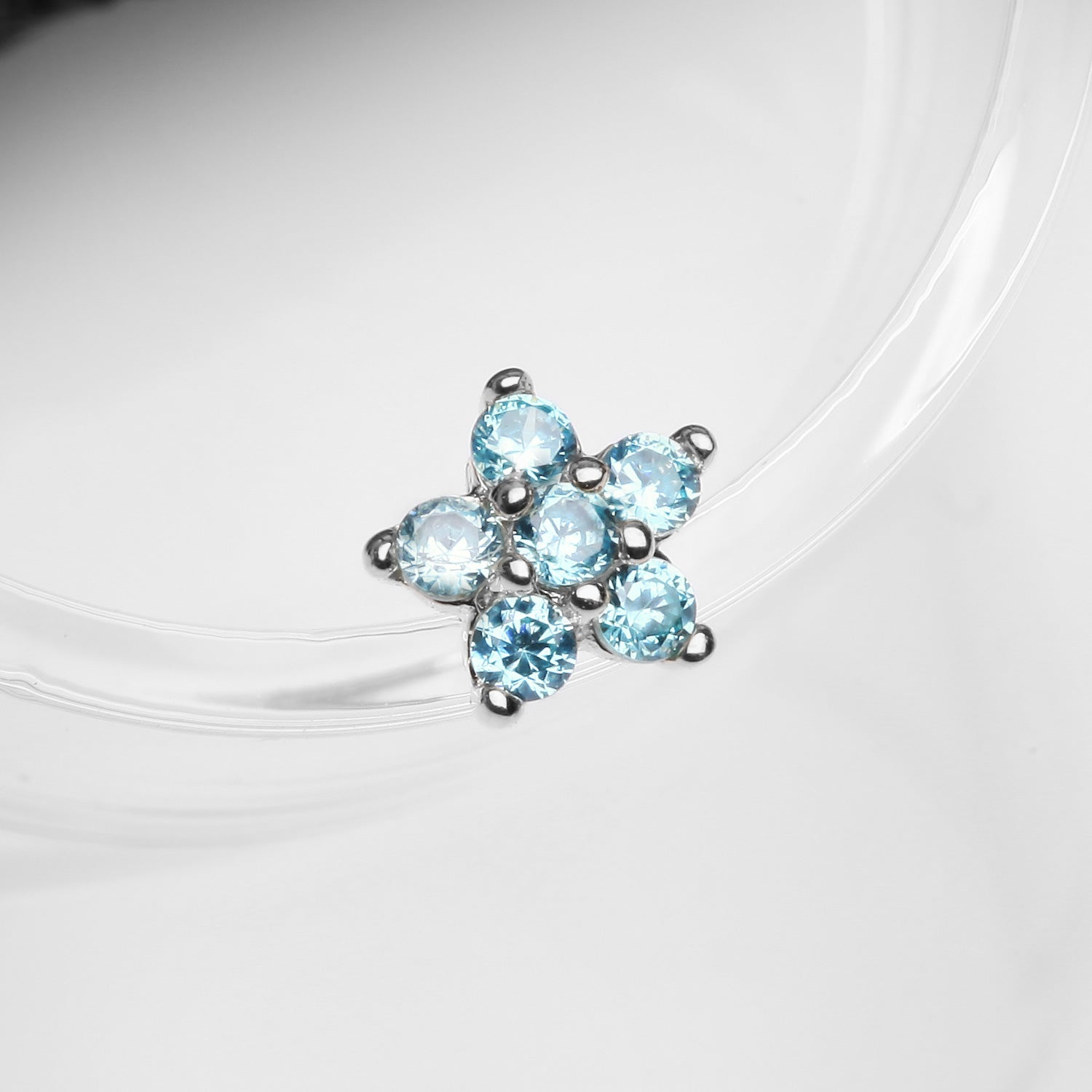 Detail View 1 of 14 Karat White Gold OneFit Threadless Spring Flower Sparkle Top Part-Purple Opal