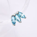 Detail View 1 of 14 Karat White Gold OneFit Threadless Triple Marquise Sparkle Flower Top Part-Aqua