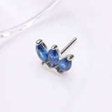 Detail View 2 of 14 Karat White Gold OneFit Threadless Triple Marquise Sparkle Flower Top Part-Blue