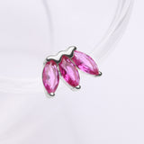 Detail View 1 of 14 Karat White Gold OneFit Threadless Triple Marquise Sparkle Flower Top Part-Red