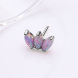 Detail View 2 of 14 Karat White Gold OneFit Threadless Triple Marquise Fire Opal Flower Top Part-Purple Opal