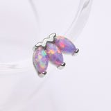 Detail View 1 of 14 Karat White Gold OneFit Threadless Triple Marquise Fire Opal Flower Top Part-Purple Opal