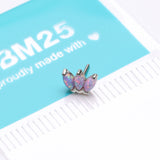 Detail View 3 of 14 Karat White Gold OneFit Threadless Triple Marquise Fire Opal Flower Top Part-Purple Opal