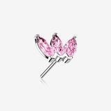 14 Karat White Gold OneFit Threadless Triple Marquise Sparkle Flower Top Part