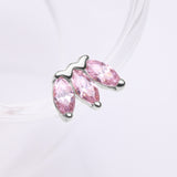 Detail View 1 of 14 Karat White Gold OneFit Threadless Triple Marquise Sparkle Flower Top Part-Pink