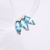 Detail View 1 of 14 Karat Gold OneFit Threadless Triple Marquise Sparkle Flower Top Part-Aqua