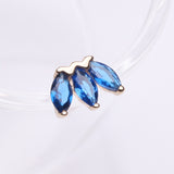 Detail View 1 of 14 Karat Gold OneFit Threadless Triple Marquise Sparkle Flower Top Part-Blue