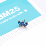 Detail View 3 of 14 Karat Gold OneFit Threadless Triple Marquise Sparkle Flower Top Part-Blue
