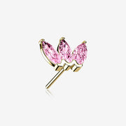 14 Karat Gold OneFit Threadless Triple Marquise Sparkle Flower Top Part