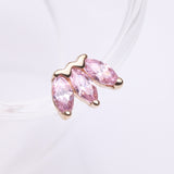 Detail View 1 of 14 Karat Gold OneFit Threadless Triple Marquise Sparkle Flower Top Part-Pink