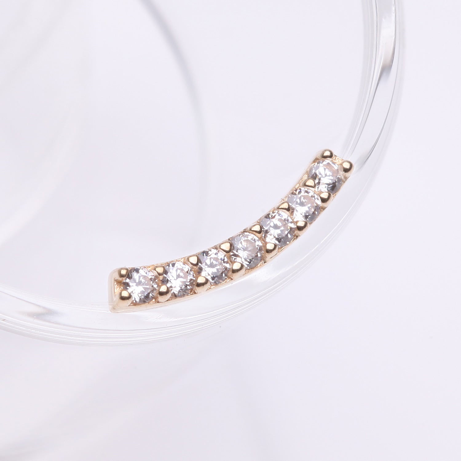 Detail View 1 of 14 Karat Gold OneFit Threadless Brilliant Sparkle Gems Journey Curve Top Part-Clear Gem