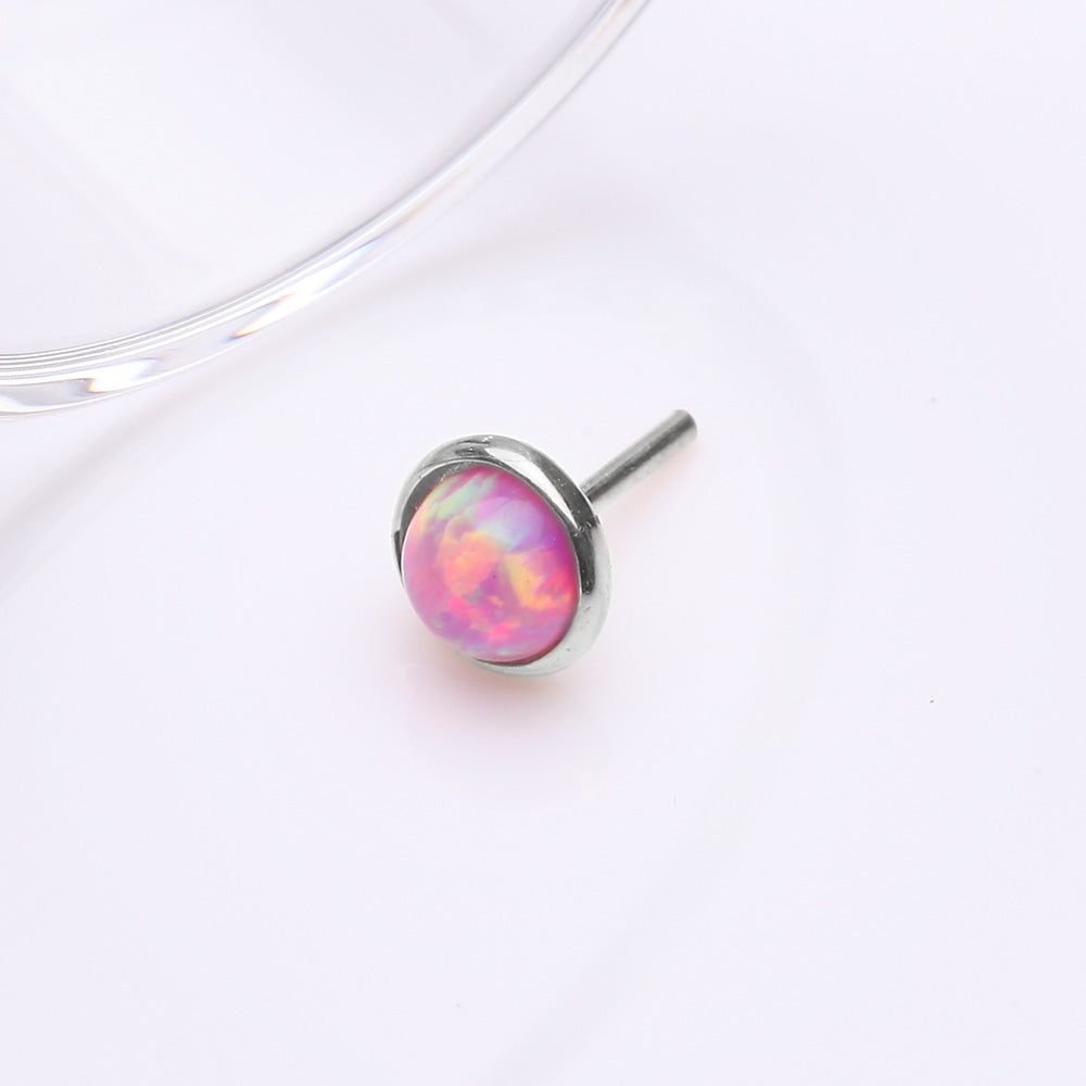 Detail View 2 of 14 Karat White Gold OneFit Threadless Bezel Fire Opal Top Part-Pink Opal
