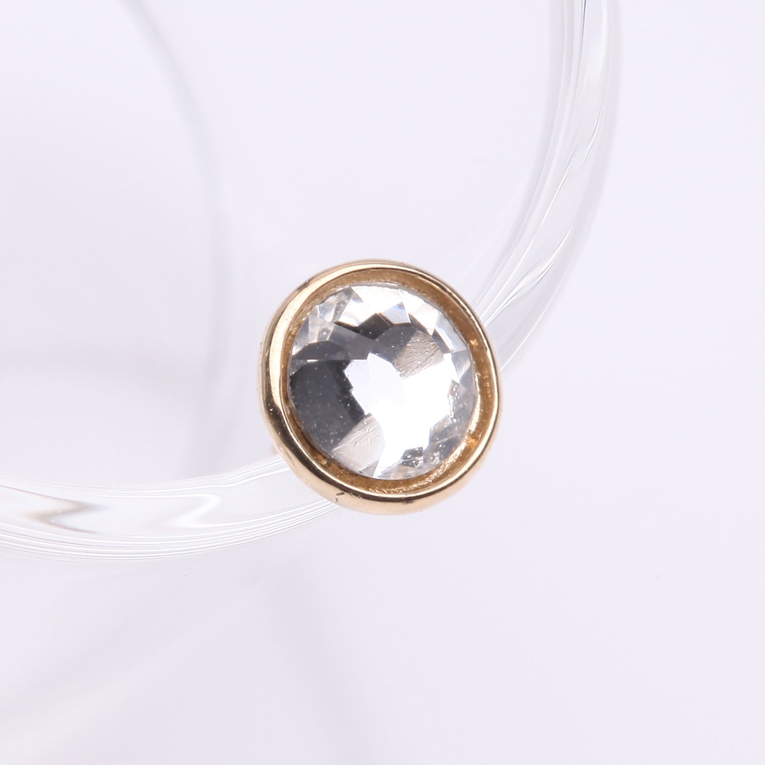 Detail View 1 of 14 Karat Gold OneFit Threadless Bezel Gem Top Part-Clear Gem