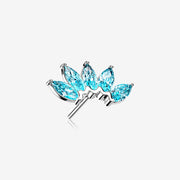 14 Karat White Gold OneFit Threadless Brilliant Marquise Sparkle Flower Top Part