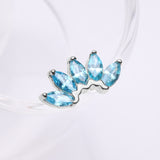 Detail View 1 of 14 Karat White Gold OneFit Threadless Brilliant Marquise Sparkle Flower Top Part-Aqua