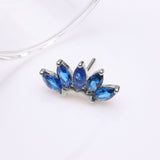Detail View 2 of 14 Karat White Gold OneFit Threadless Brilliant Marquise Sparkle Flower Top Part-Blue
