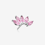 14 Karat White Gold OneFit Threadless Brilliant Marquise Sparkle Flower Top Part