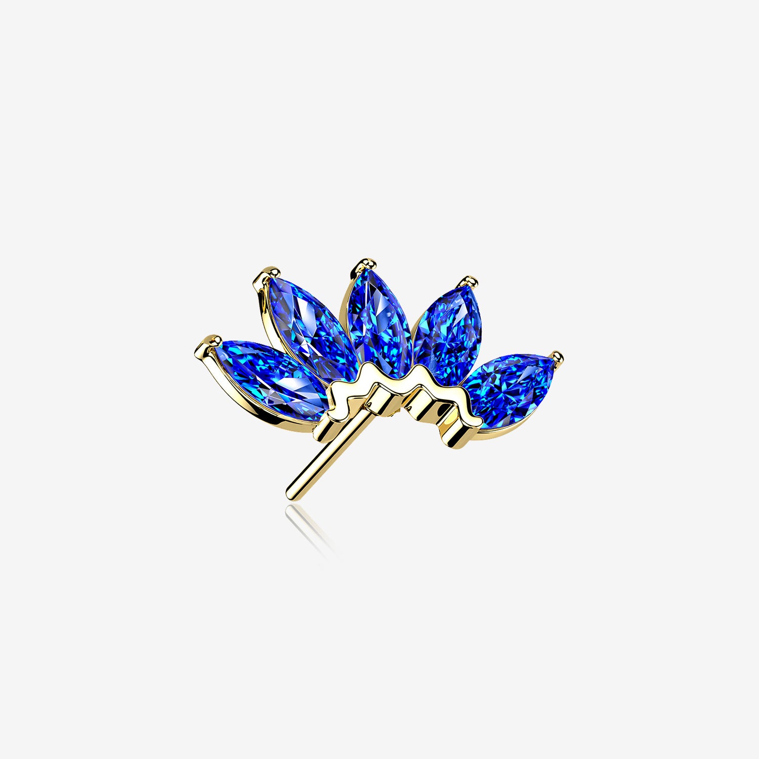 14 Karat Gold OneFit Threadless Brilliant Marquise Sparkle Flower Top Part-Blue