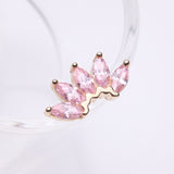 Detail View 1 of 14 Karat Gold OneFit Threadless Brilliant Marquise Sparkle Flower Top Part-Pink
