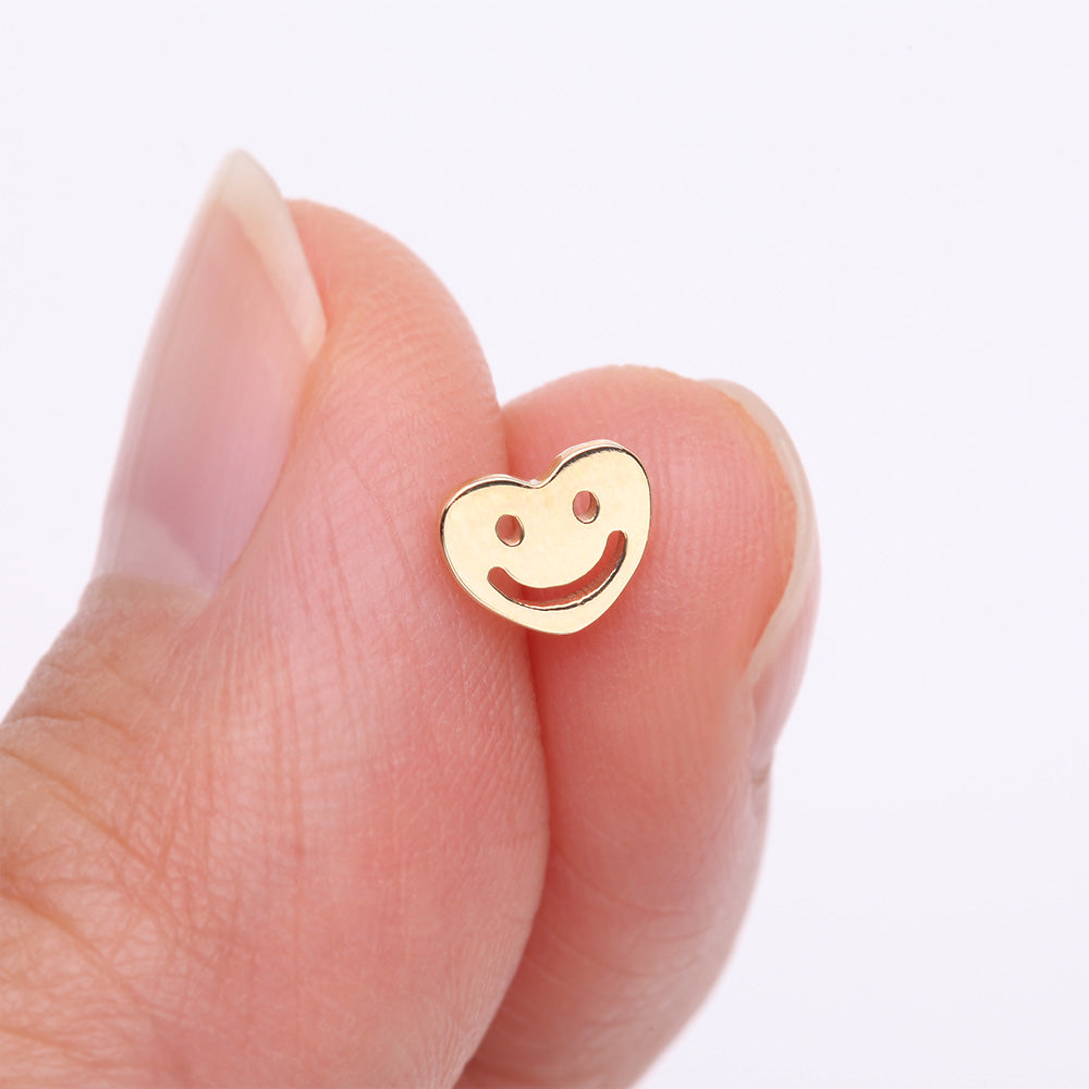 Detail View 2 of 14 Karat Gold OneFit Threadless Happy Smiley Face Heart Top Part