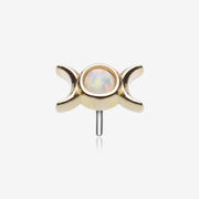 14 Karat Gold OneFit Threadless Triple Goddess Fire Opal Moon Top Part