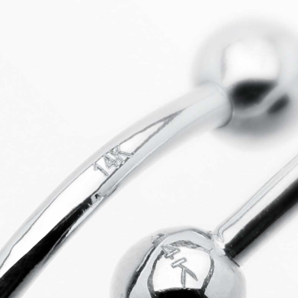 Detail View 3 of 14 Karat White Gold OneFit Threadless Fixed Ball End Barbell Part