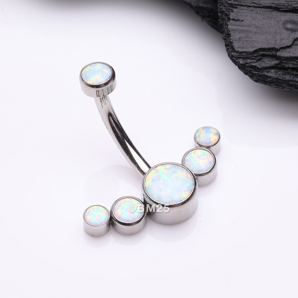 Implant Grade Titanium Journey Curve Fire Opal Internally Threaded Belly Button Ring