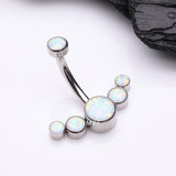 Implant Grade Titanium Journey Curve Fire Opal Internally Threaded Belly Button Ring