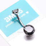 Implant Grade Titanium Internally Threaded Prong Set Belly Button Ring